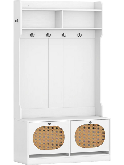 Costway 4-in-1 Hall Tree Coat Rack Flip Drawers Entryway Mudroom 81312090 New