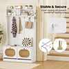 4-in-1 hall tree in white with coat rack, flip drawers, and anti-tipping kits for secure entryway storage.