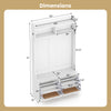 Dimensions of the 4-in-1 hall tree with coat rack and flip drawers, featuring a spacious shelf and shoe storage.