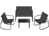 4-piece black patio furniture set featuring rocking chairs and a tempered glass table, perfect for outdoor relaxation.