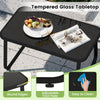 Tempered glass tabletop with round edges and adjustable foot pads, perfect for outdoor patio furniture set.