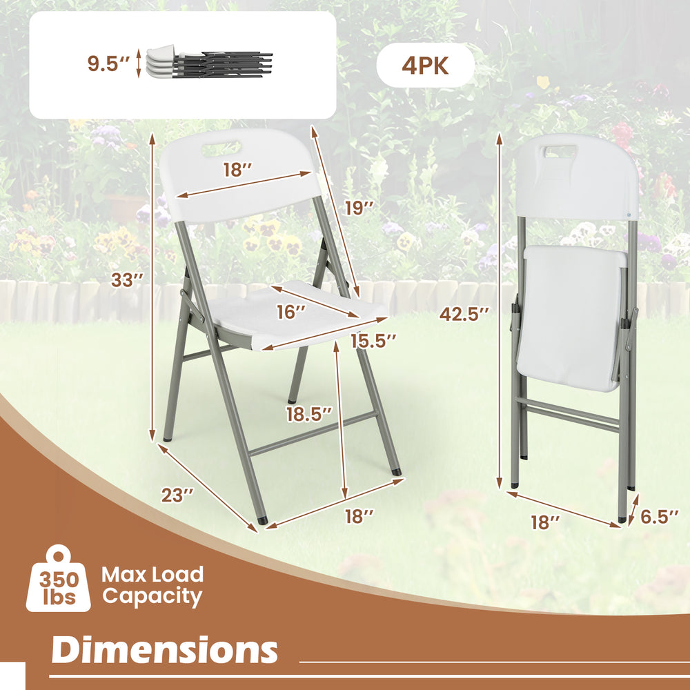 Folding stackable chair with metal frame, ergonomic backrest, and carrying handle, ideal for outdoor events and compact.