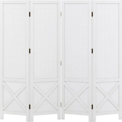 Costway 4-Panel Pegboard Folding Room Divider Display Stand 47396533 New