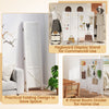 4-panel pegboard display stand in white with solid wood frame, ideal as a room divider or for commercial use.