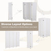 4-panel pegboard room divider with natural wood frame, customizable shapes, and foldable design for versatile use.