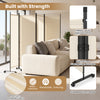 4-panel beige room divider with lockable wheels, heavy-duty metal frame, and breathable polyester fabric for versatile.