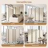 4-panel room divider in beige with lockable wheels, ideal for home, office, hospital, and restaurant use.