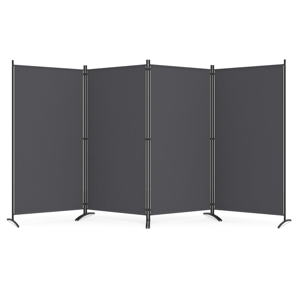 4 Panel Room Divider 6 FT Tall Folding Privacy Screen with Curved Metal Feet-Gray - Gallery View 1 of 1