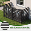 4-panel black wooden outdoor privacy fence made of solid fir, slatted for ventilation, ideal for enclosing AC units.