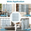 4-panel wooden room divider with carved cutout pattern, ideal for flexible placement in dining room, living room, or.