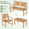 Outdoor wicker sofa chairs and loveseat with rectangle coffee table, featuring acacia wood and lattice backrest design.