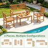 Outdoor acacia wood sofa set with lattice backrest and rectangle coffee table, perfect for patio or garden use.