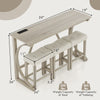 Bar table set with a solid wood frame and arched design, featuring three upholstered stools for relaxed seating.