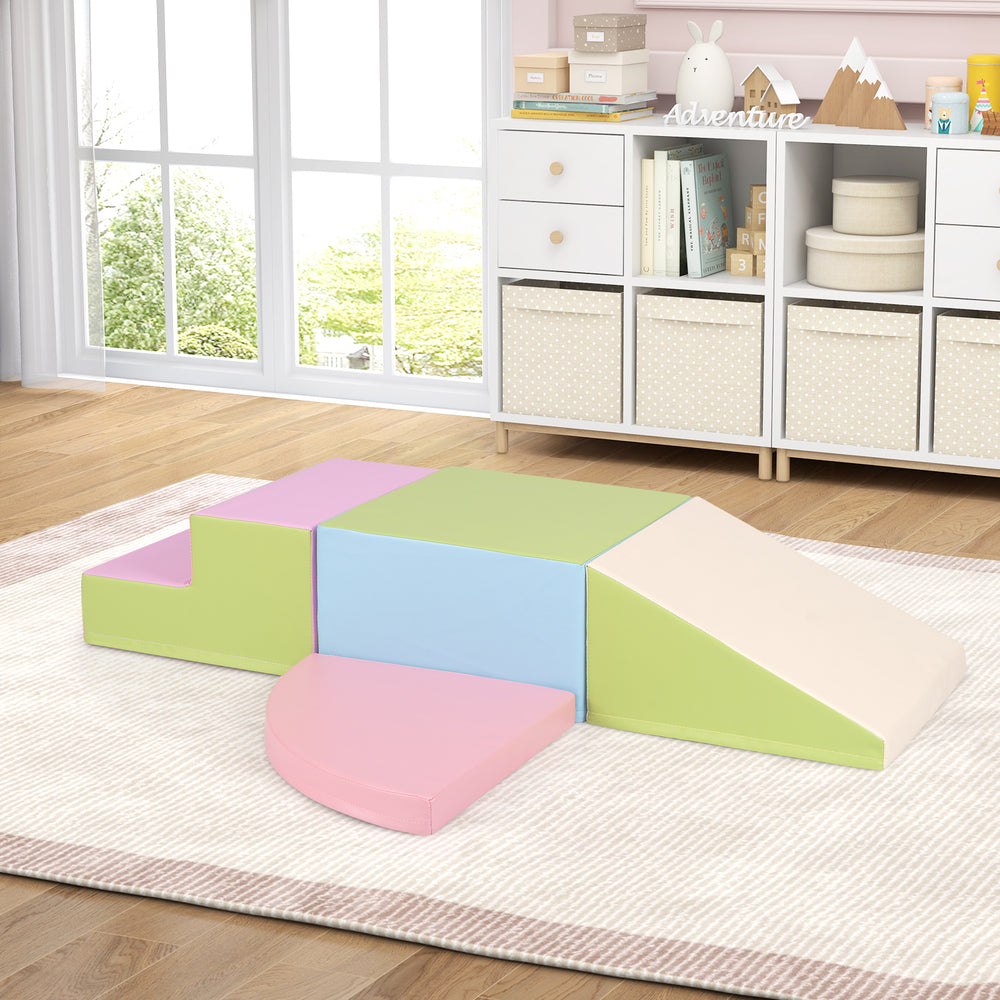 4-Piece Climb and Crawl Foam Block Play Set for Infant Baby-Pink - Gallery View 1 of 10