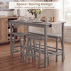 4-piece gray counter height dining table set with backless stools, featuring a built-in charging station for.