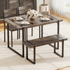 4-piece gray dining table set featuring a table, bench, and 2 chairs, perfect for small spaces and gatherings.