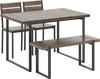 4-piece dining table set with 1 bench and 2 chairs in gray, featuring a sleek design and sturdy metal frame for small.