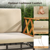 Cushioned seat of a brown patio sofa set with soft sponge, smooth zippers, and fixing ties for outdoor comfort.