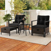 4 Piece Outdoor Furniture Set with Glass Topped Coffee Table-Black - Gallery View 1 of 9