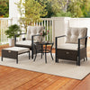 4 Piece Outdoor Furniture Set with Glass Topped Coffee Table-White - Gallery View 1 of 9