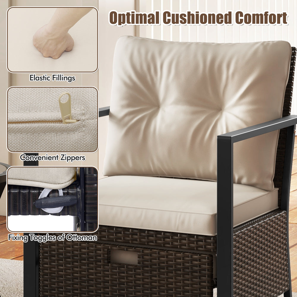 Single chair from the 4 Piece Outdoor Furniture Set, featuring soft cushioned seat and ergonomic backrest for comfort.