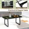 Tempered glass tabletop coffee table with heavy-duty metal pipes, ideal for outdoor patio conversation sets.
