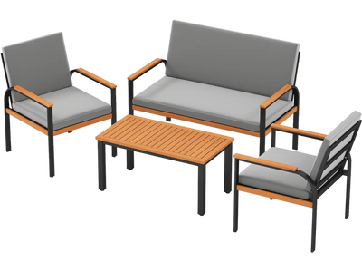 Costway 4-Piece Patio Furniture Set Coffee Table Loveseat Removable Cushions 11649052 New