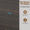 Close-up of hand-woven mix brown PE rattan texture, showcasing durability and elegance for outdoor furniture.