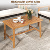 Rectangular acacia wood coffee table with a natural finish, ideal for holding outdoor essentials in patio settings.
