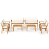 4-piece patio furniture set featuring solid acacia wood, soft cushions, and a coffee table, ideal for backyard.
