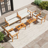 Top view of the 4-piece patio furniture set with acacia wood and soft cushions, perfect for garden and balcony.