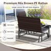 4-piece patio gliding set in brown PE rattan with cushioned seats, perfect for backyard relaxation and outdoor elegance.