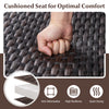 Cushioned seat detail of the 4 Piece Patio Gliding Set in brown, featuring quick-dry foam for optimal comfort.
