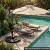 Heavy-duty black patio umbrella base with four interlocking plates for stability, designed for 9-10 ft offset umbrellas.