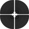 Four interlocking black patio umbrella base plates, 140 lbs total weight, designed for stability and easy setup.