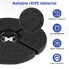 4 interlocking HDPE plates of a 140 lbs patio umbrella base, weather-resistant and designed for stability in windy.