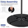 4 interlocking plates of the 140 lbs patio umbrella base with U-locking pins, designed for stability and easy assembly.