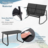 4-piece patio rocking set featuring a tempered glass tabletop and heavy-duty metal frame, perfect for backyard.