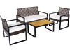 4-piece patio set featuring brown wicker chairs and an acacia coffee table, ideal for backyard relaxation.