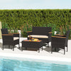 4 Piece Patio Wicker Sofa Set 2 Rattan Chairs and Loveseat with Table-Brown - Gallery View 1 of 14