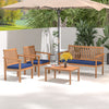 4 Piece Patio Wood Furniture Set Acacia Wood Sofa Set with Loveseat-Navy - Gallery View 1 of 10