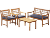 Gray cushion armchair from the 4 Piece Wood Patio Furniture set made of durable acacia wood, perfect for outdoor.