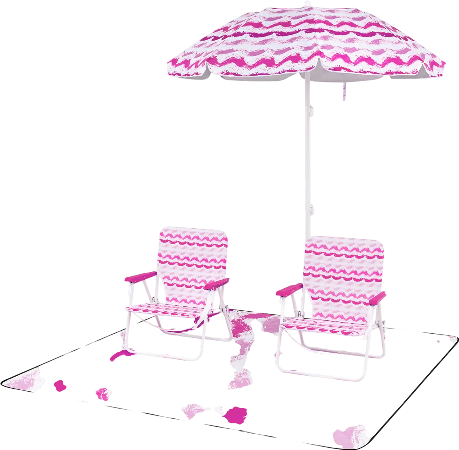 Costway 4-Piece Beach Umbrella Set w/ 2 Foldable Chairs & Picnic Blanket 22373750 New