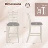 Counter height chair dimensions with beige fabric seat and rubber wood legs, designed for comfort and style.