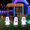 Three playful pop-up ghosts with LED lights and a "Happy Halloween" sign, perfect for outdoor Halloween decoration.