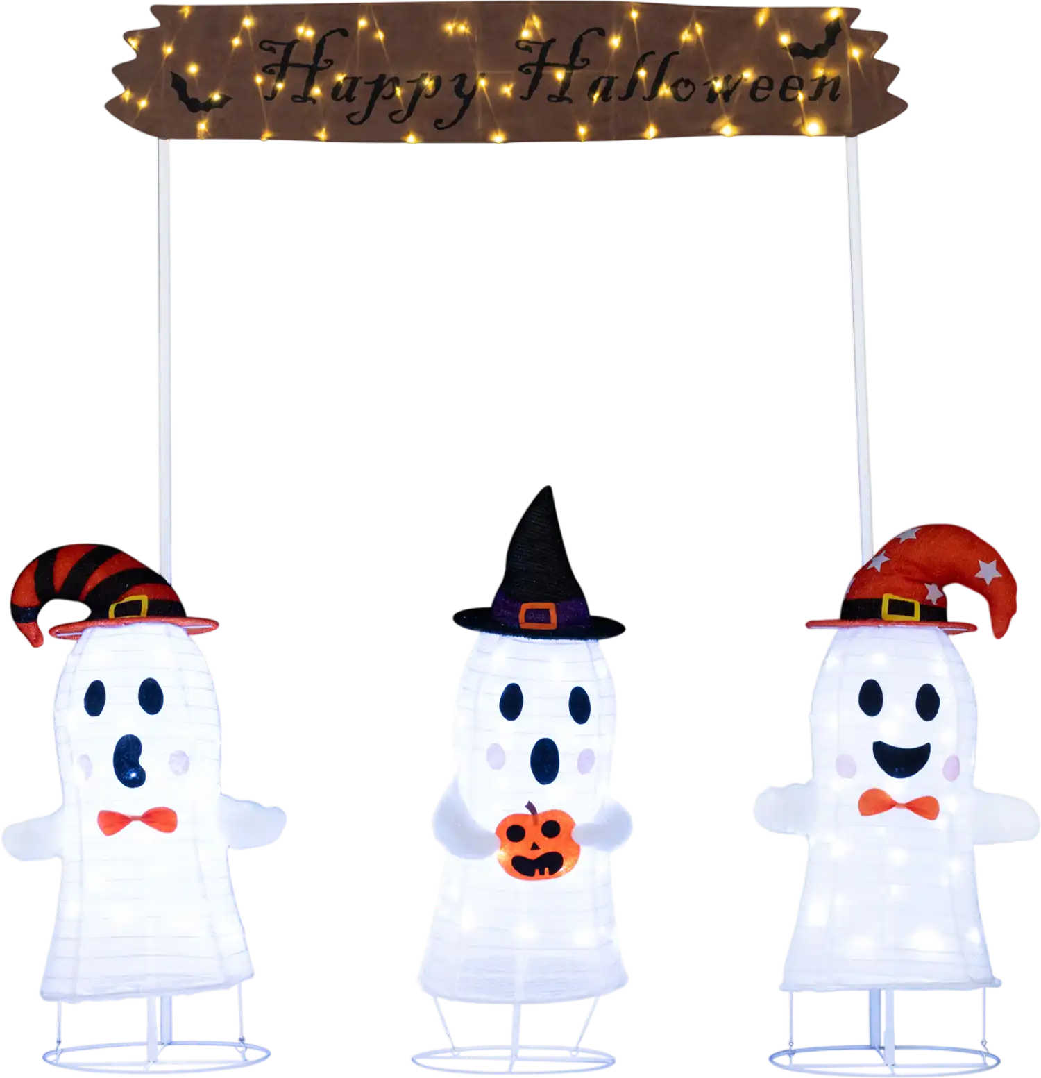 Costway 4-Pc Halloween Pop-Up Ghosts w/ Gate & LED Lights 49240344 New