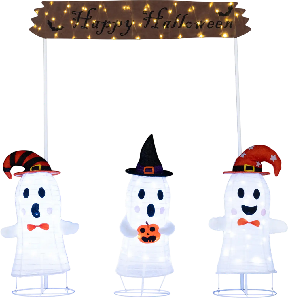 4 Pieces Halloween Decoration Pop up Ghosts with Gate and LED Lights