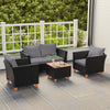 4 Pieces Outdoor Conversation Set with Storage Coffee Table-Gray - Gallery View 1 of 9