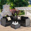 4 Pieces Outdoor Patio Rattan Furniture Set with Loveseat and Storage Box-Black - Gallery View 1 of 11