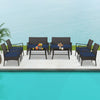 4 Pieces Outdoor Rattan Conversation Set with Tempered Glass Coffee Table-Navy - Gallery View 1 of 11
